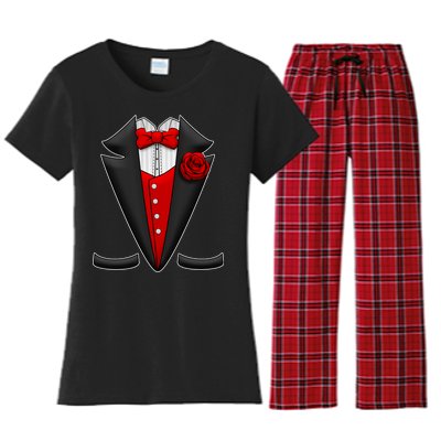 Red Rose Tuxedo Women's Flannel Pajama Set