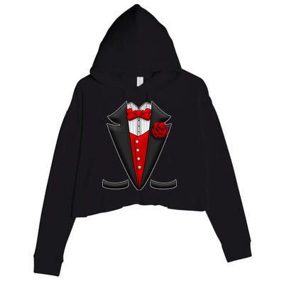 Red Rose Tuxedo Crop Fleece Hoodie