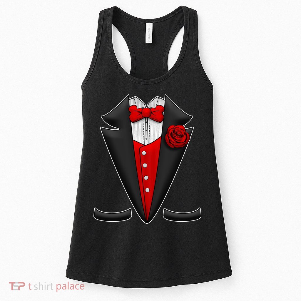 Red Rose Tuxedo Womens Tank Top
