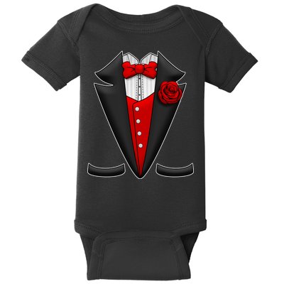 Red Rose Tuxedo Baby Bodysuit