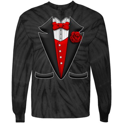 Red Rose Tuxedo Tie-Dye Long Sleeve Shirt