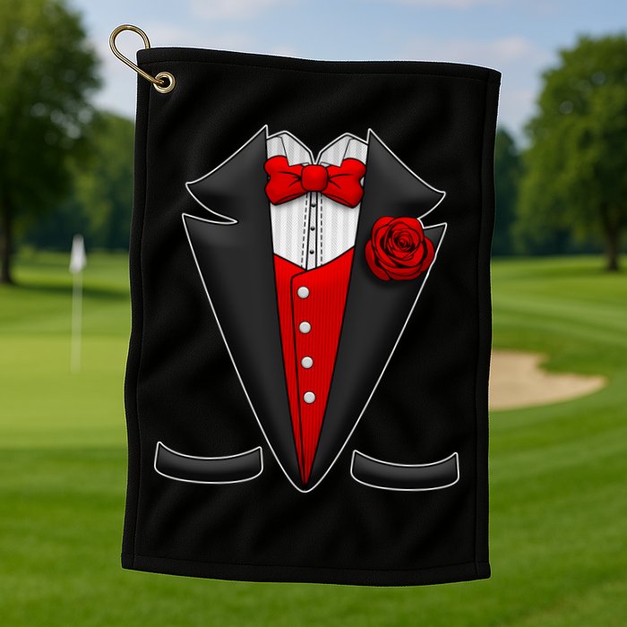 Red Rose Tuxedo Golf Towel