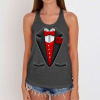 Red Rose Tuxedo Women's Knotted Racerback Tank