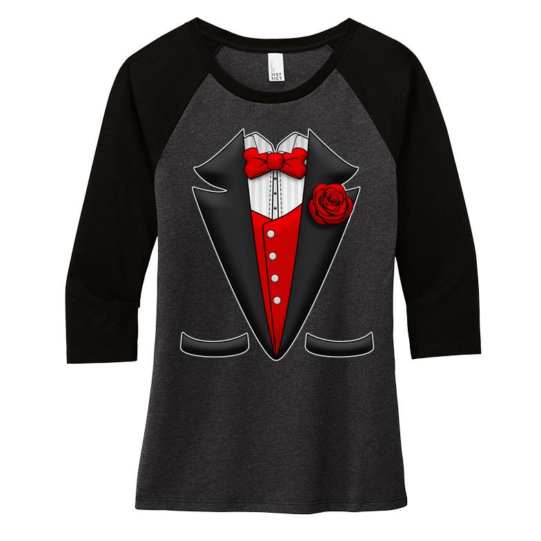 Red Rose Tuxedo Women's Tri-Blend 3/4-Sleeve Raglan Shirt