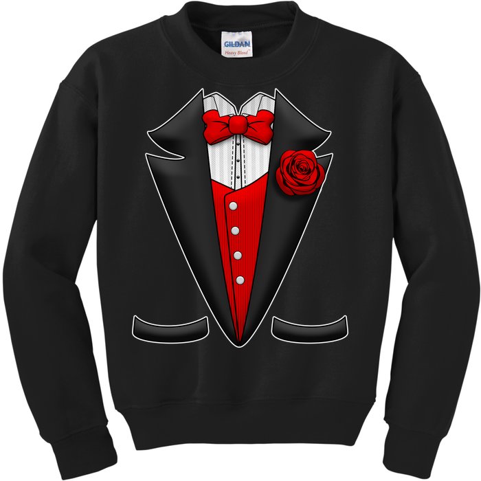 Red Rose Tuxedo Kids Sweatshirt