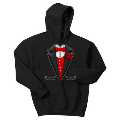 Red Rose Tuxedo Kids Hoodie