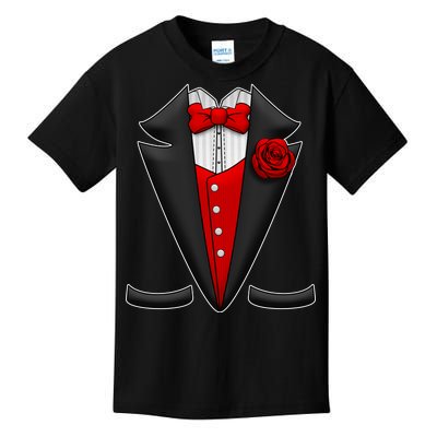 Red Rose Tuxedo Kids T-Shirt