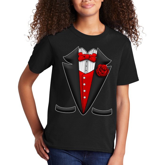 Red Rose Tuxedo Kids T-Shirt