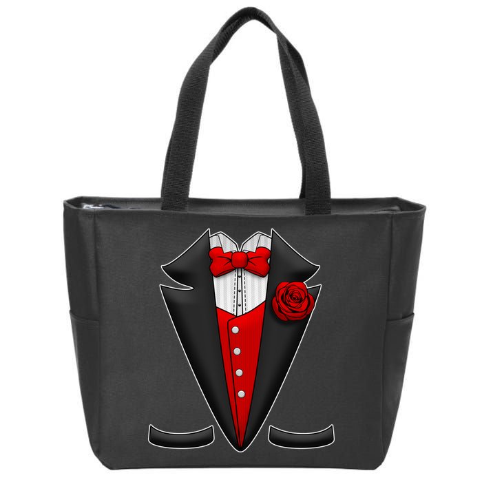 Red Rose Tuxedo Zip Tote Bag