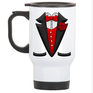 Red Rose Tuxedo Stainless Steel Travel Mug