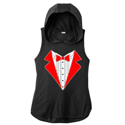 Red Tuxedo Wedding Tux Ladies PosiCharge Tri-Blend Wicking Draft Hoodie Tank