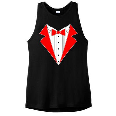 Red Tuxedo Wedding Tux Ladies PosiCharge Tri-Blend Wicking Tank