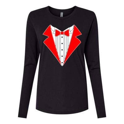 Red Tuxedo Wedding Tux Womens Cotton Relaxed Long Sleeve T-Shirt