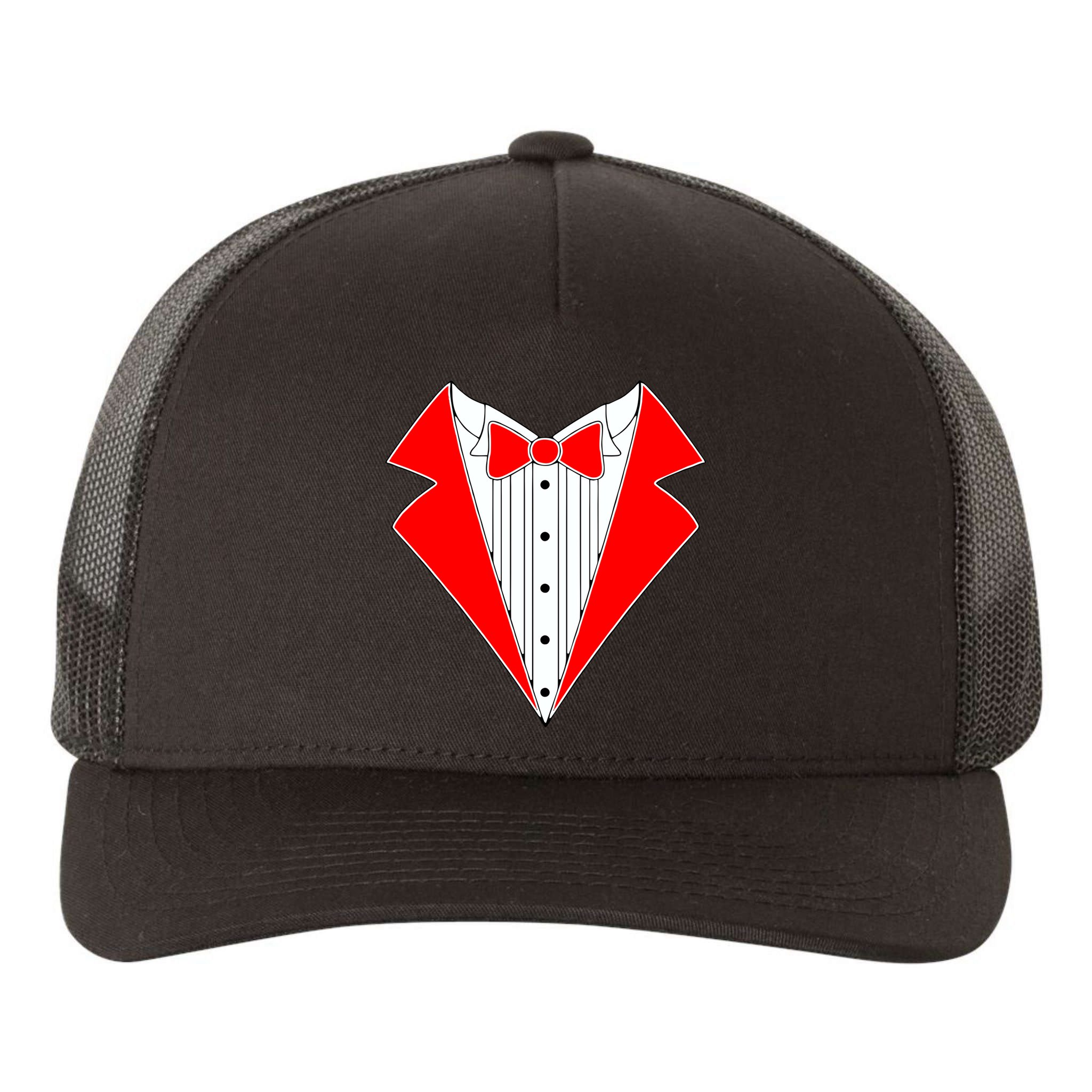 Red Tuxedo Wedding Tux Yupoong Adult 5-Panel Trucker Hat