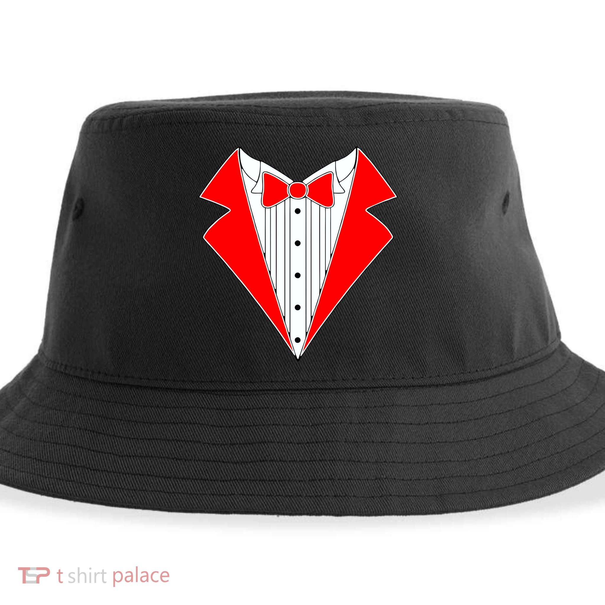 Red Tuxedo Wedding Tux Sustainable Bucket Hat