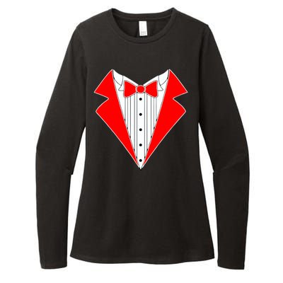 Red Tuxedo Wedding Tux Womens CVC Long Sleeve Shirt