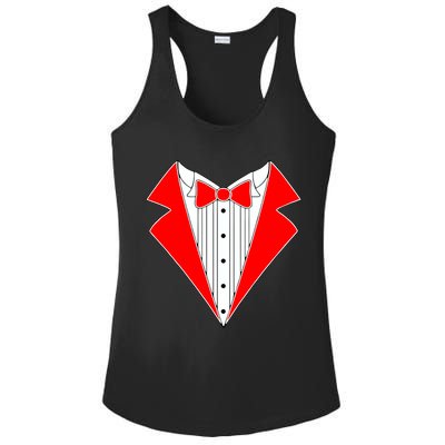 Red Tuxedo Wedding Tux Ladies PosiCharge Competitor Racerback Tank