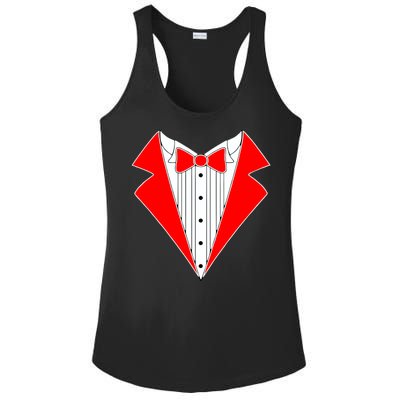 Red Tuxedo Wedding Tux Ladies PosiCharge Competitor Racerback Tank