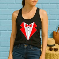 Red Tuxedo Wedding Tux Womens Tank Top
