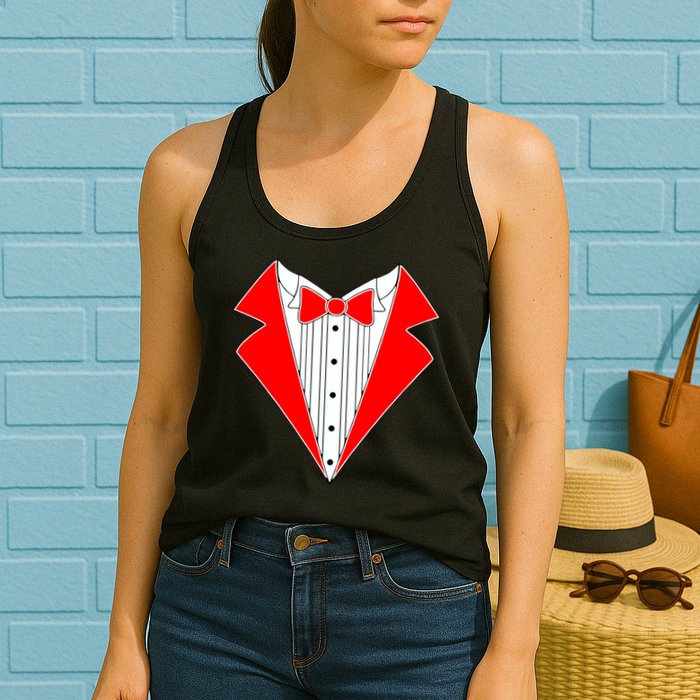 Red Tuxedo Wedding Tux Womens Tank Top