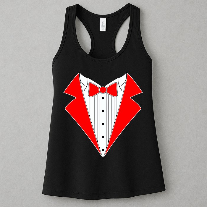 Red Tuxedo Wedding Tux Womens Tank Top