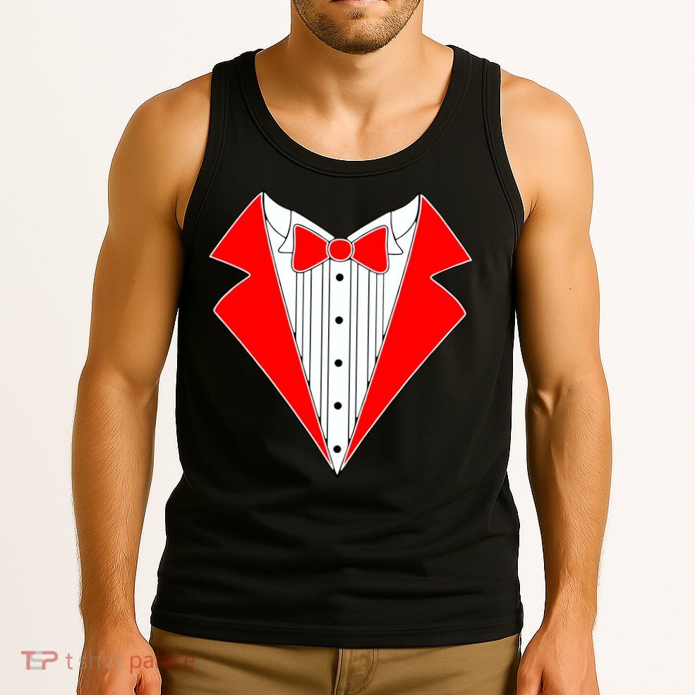 Red Tuxedo Wedding Tux Tank Top