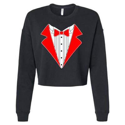 Red Tuxedo Wedding Tux Cropped Pullover Crew