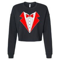 Red Tuxedo Wedding Tux Cropped Pullover Crew