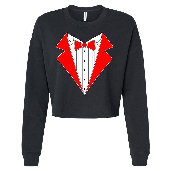 Red Tuxedo Wedding Tux Cropped Pullover Crew