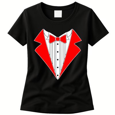 Red Tuxedo Wedding Tux Womens T-Shirt