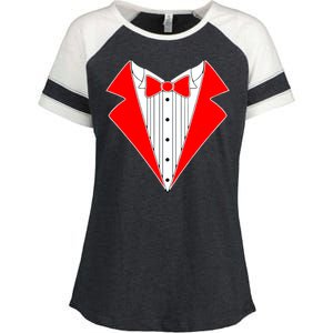 Red Tuxedo Wedding Tux Enza Ladies Jersey Colorblock Tee