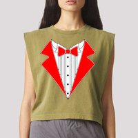 Red Tuxedo Wedding Tux Garment-Dyed Women's Muscle Tee