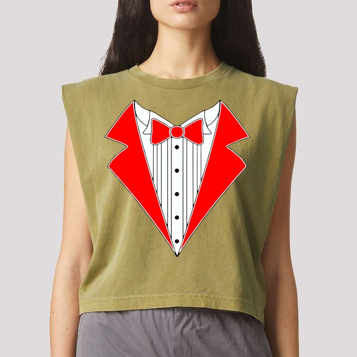 Red Tuxedo Wedding Tux Garment-Dyed Women's Muscle Tee