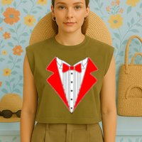 Red Tuxedo Wedding Tux Garment-Dyed Women's Muscle Tee