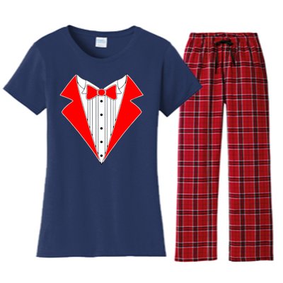 Red Tuxedo Wedding Tux Women's Flannel Pajama Set