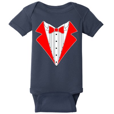 Red Tuxedo Wedding Tux Baby Bodysuit