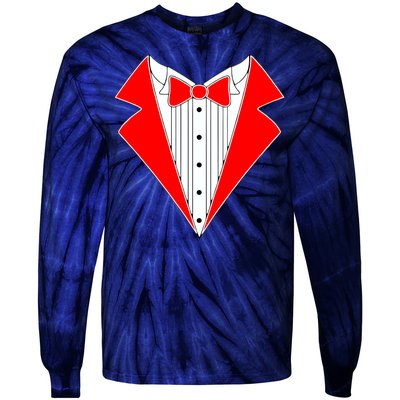 Red Tuxedo Wedding Tux Tie-Dye Long Sleeve Shirt