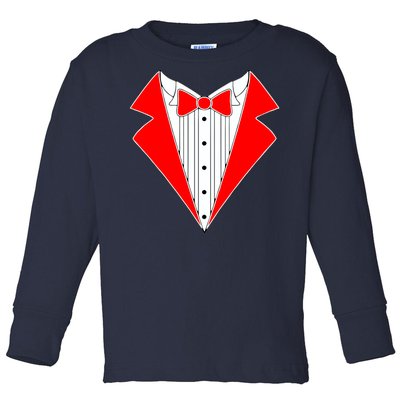 Red Tuxedo Wedding Tux Toddler Long Sleeve Shirt