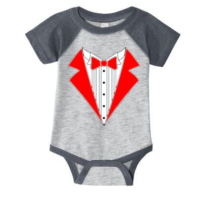 Red Tuxedo Wedding Tux Infant Baby Jersey Bodysuit