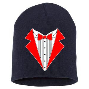 Red Tuxedo Wedding Tux Short Acrylic Beanie