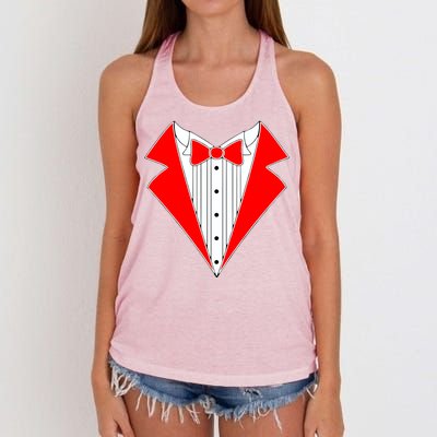 Red Tuxedo Wedding Tux Women's Knotted Racerback Tank