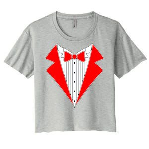 Red Tuxedo Wedding Tux Women's Crop Top Tee