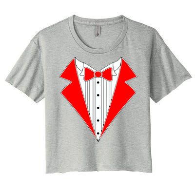 Red Tuxedo Wedding Tux Women's Crop Top Tee