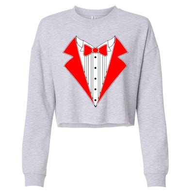 Red Tuxedo Wedding Tux Cropped Pullover Crew