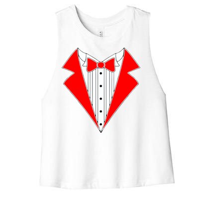 Red Tuxedo Wedding Tux Women's Racerback Cropped Tank