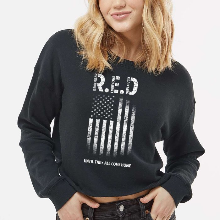Red Until They All Come Home Cropped Pullover Crew