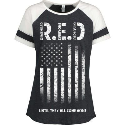 Red Until They All Come Home Enza Ladies Jersey Colorblock Tee