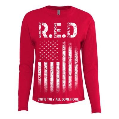 Red Until They All Come Home Womens Cotton Relaxed Long Sleeve T-Shirt