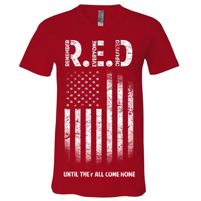 Red Until They All Come Home V-Neck T-Shirt