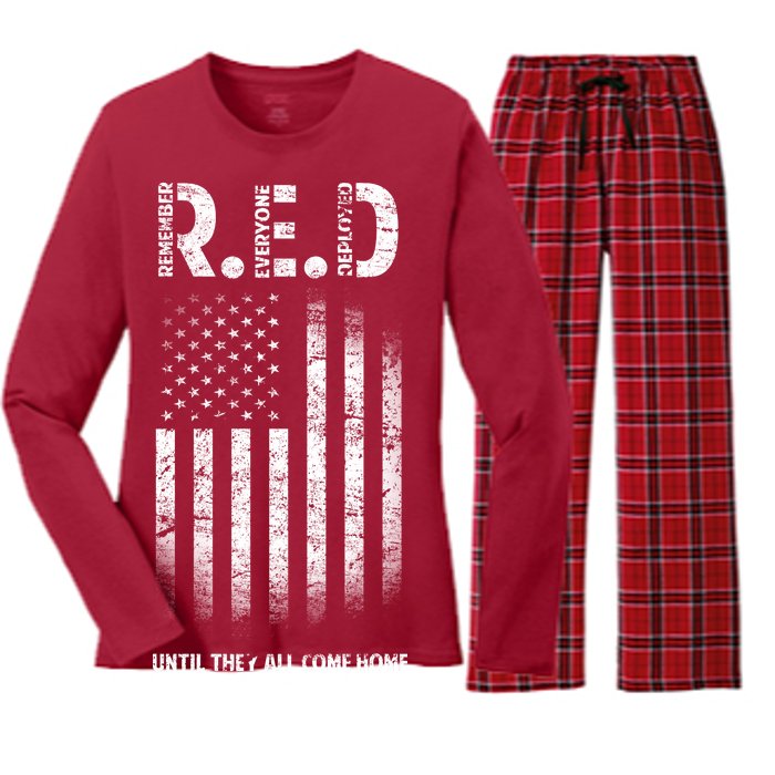 Red Until They All Come Home Women's Long Sleeve Flannel Pajama Set 